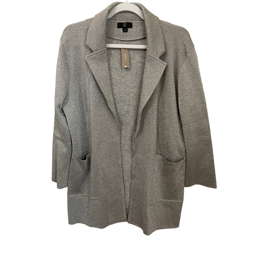 J.Crew 365 Silver Metallic Juliette Cardigan Sweater Blazer Size S NWT
